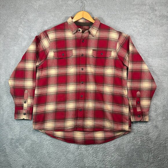 Orvis Big Bear Heavyweight Double Brushed Flannel Button Down Shirt Hand Warmer - Picture 2 of 15